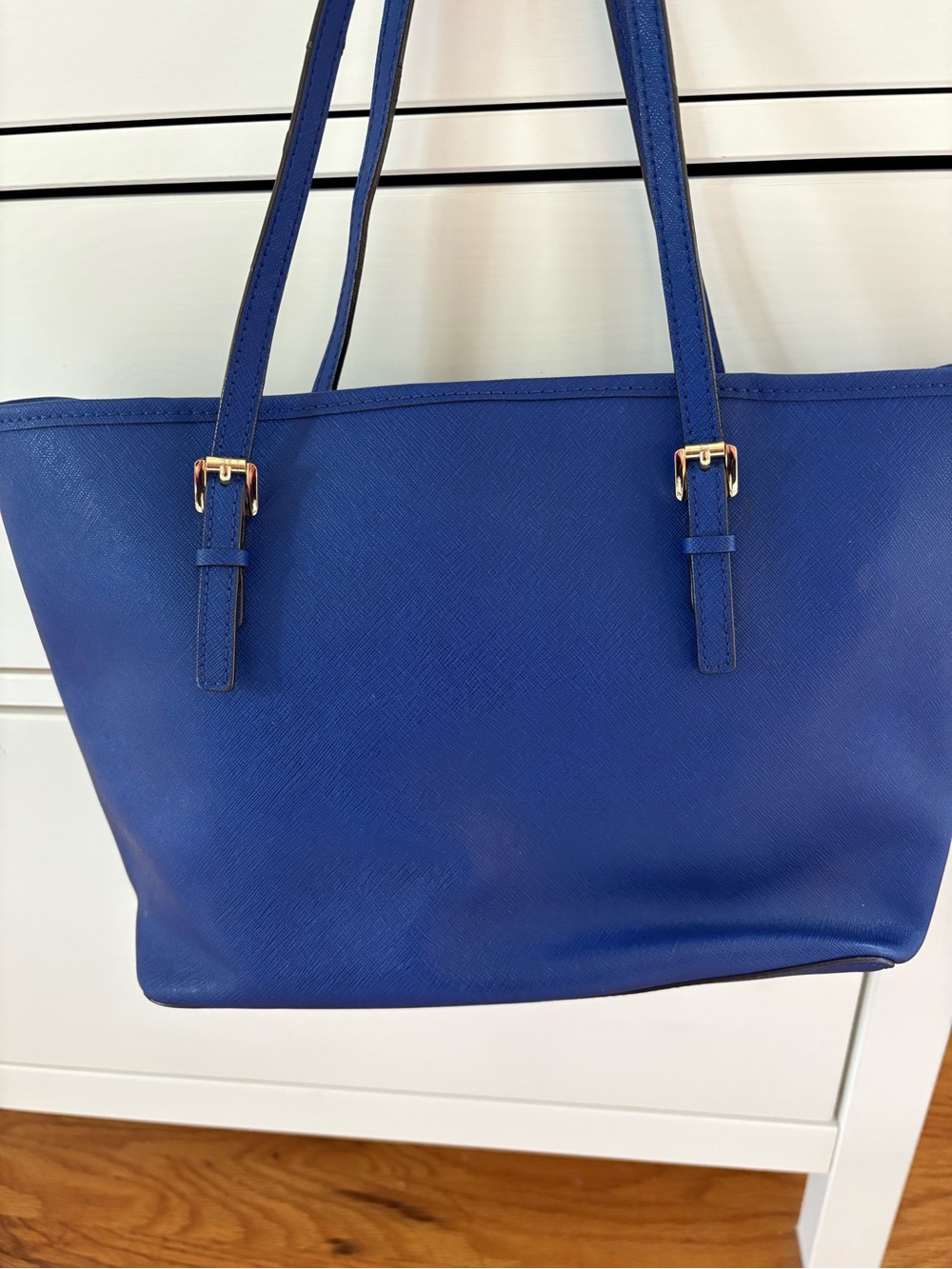 Michael Kors Royal Blue Saffiano Leather Tote with Gold Accents - Picture 3 of 4